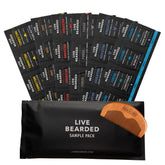 Live Bearded sample pack with six scents for versatile beard care exploration