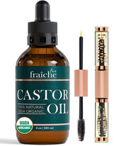 Live Fraiche castor oil bottle pour highlights pure organic formula for lash and brow care