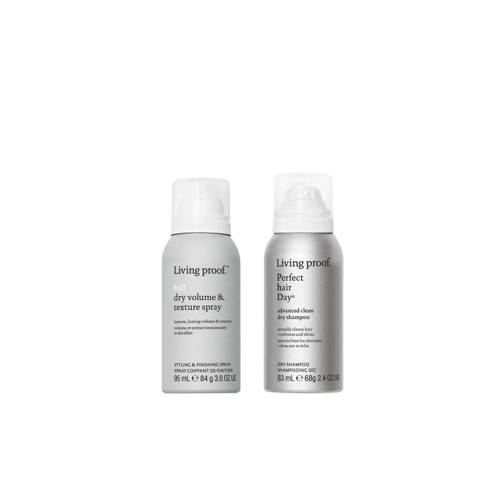 Living Proof Advanced Clean Dry Shampoo bottle front refreshes roots with clean, airy feel.