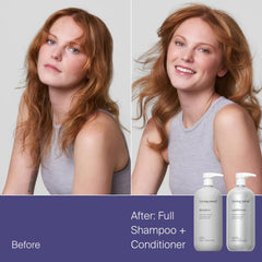Living Proof lasting volume kit conditioner bottle smooths and detangles.