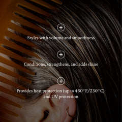 Living Proof PhD 5-in-1 styling treatment application on damp hair smooths