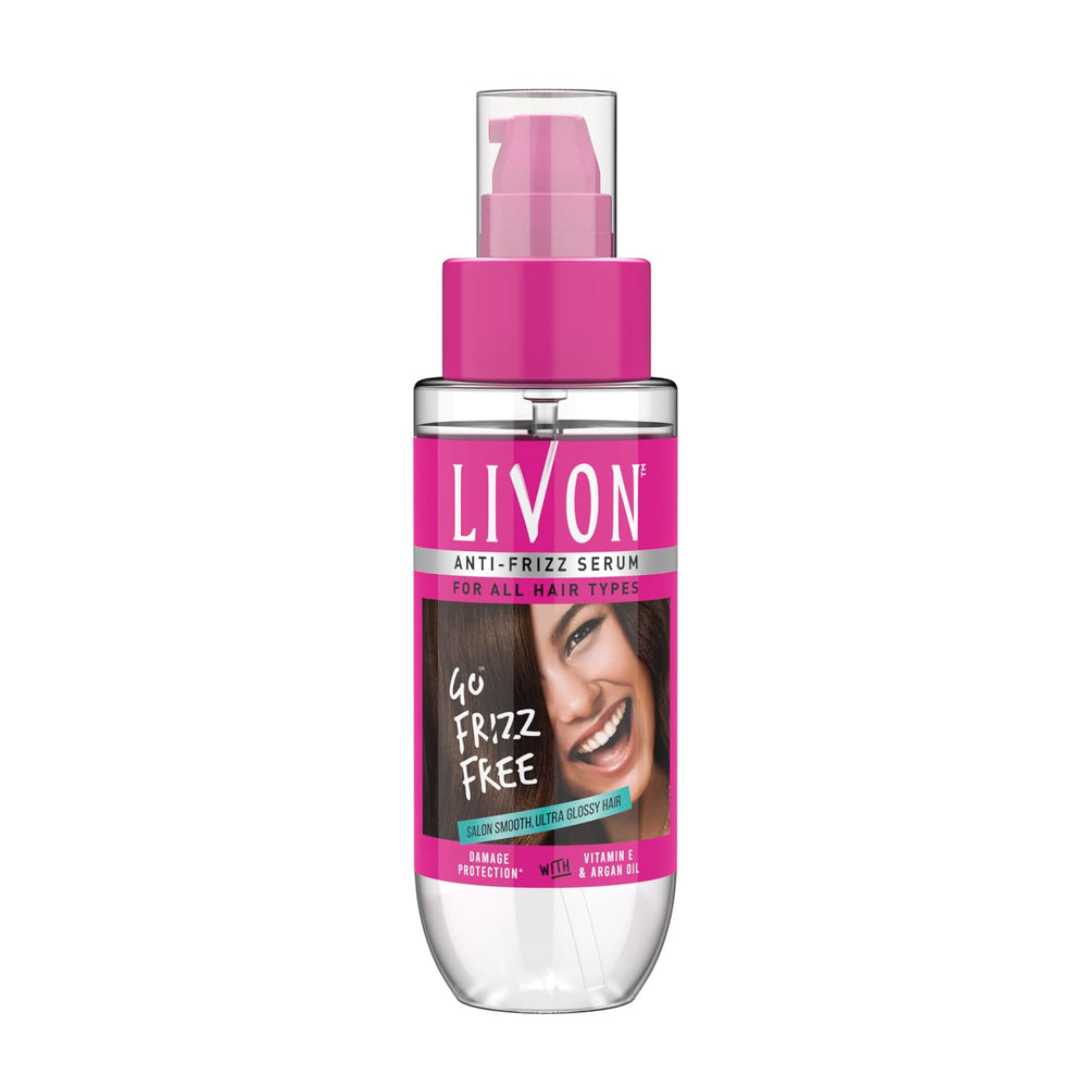 Livon Suero: botella vertiendo gotas para un acabado de salón.