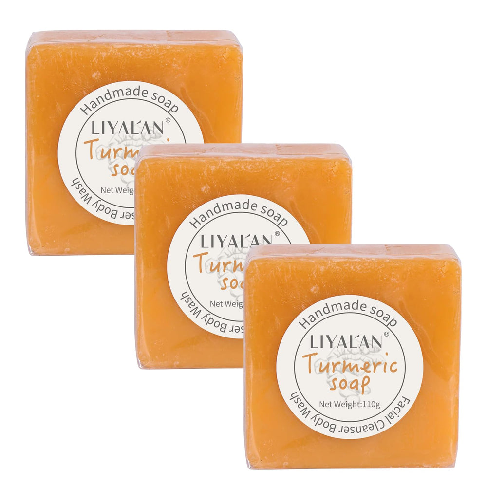 LIYALAN Jabón de cúrcuma, barra para rostro y cuerpo, piel más uniforme.