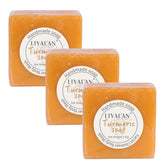 LIYALAN Jabón de cúrcuma, barra para rostro y cuerpo, piel más uniforme.