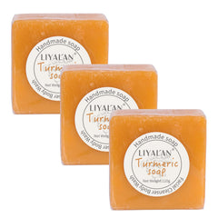 LIYALAN Jabón de cúrcuma, barra para rostro y cuerpo, piel más uniforme.