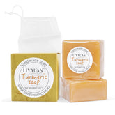 LIYALAN jabon de cúrcuma dos barras en empaque para limpieza suave