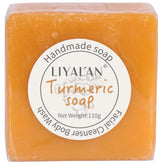 LIYALAN Turmeric Soap Bar closeup shows natural ingredients and gentle cleansing.