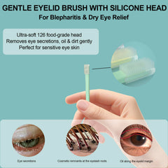 LIZICH eyelid-margin-cleaning brush shows targeted cleaning of eyelid margins.