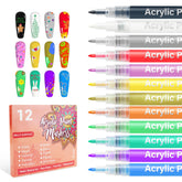 LKE 12 Colors Nail Art Pens Set shows a vibrant color palette for precise detailing.