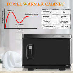 LKT COBTAC hot towel warmer with lid open for quick towel loading