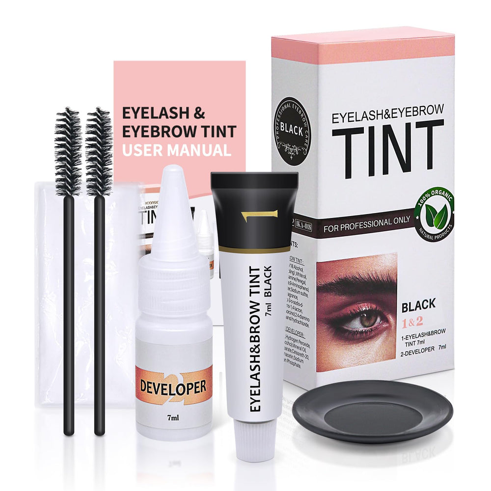LLNNOVUE eyelash color kit bottle close-up for salon-quality black lashes at home
