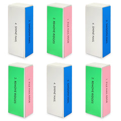 LNAUJS 6-pack large square sponge buffer, front view, versatile 4-in-1 nail care