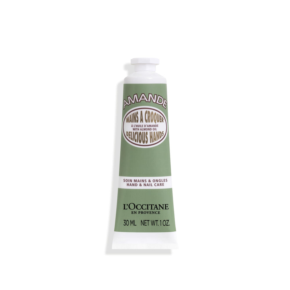L'OCCITANE Almendra crema de manos, enfoque frontal, hidratación suave para todo el día.