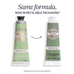 L'OCCITANE Almendra crema de manos, textura cremosa en primer plano para piel suave.