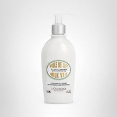 L'Occitane Almond Milk Veil shows silky texture on skin and visible softness.