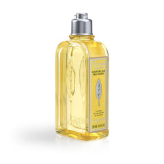 L'Occitane Citrus Verbena shampoo label emphasizes zesty aroma and gentle cleansing