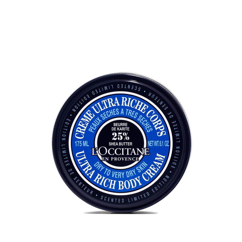 Loccitane Shea Butter Ultra Rich Body Cream jar shows its rich formula for dry skin