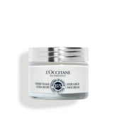 L'Occitane Shea Ultra Rich Face Cream jar showing rich texture for intense nourishment on very dry skin