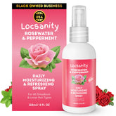 Locsanity agua de rosas menta, frasco 4oz, hidratación para dreadlocks.