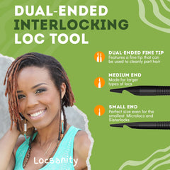 Locsanity interlocking tool dual-ended medium end suits larger locs for tight retightening.
