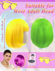 LOHO MAGICA neon yellow short bob wig brightens daytime celebrations and photos