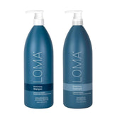 Loma Moisturizing Shampoo bottle shows a hydrating formula for dry, chemically treated hair.