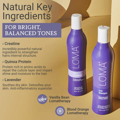 Loma Violet Conditioner bottle highlights nourishing formula for smooth, neutralized brass.