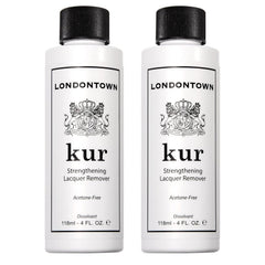 LONDONTOWN acetone-free remover bottle front, gentle polish removal without drying nails.