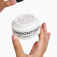 LONDONTOWN Restorative Nail Cream packaging showcases luxe skincare for nails