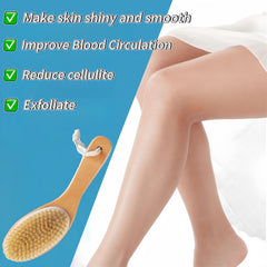 LONGCO dry brush natural pig hair bristles gently exfoliate for smoother skin.