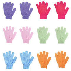 Guantes exfoliantes LONGCO en estuche de 12 piezas para limpieza profunda.