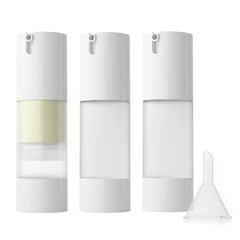 Longway 3pc airless pump bottle set for travel-friendly skincare storage.