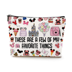 LONGXIN Vacation Trip Makeup Bag front view with fairytale characters, travel-ready storage.