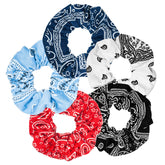 LOOKSEVEN scrunchies con estampado pañuelo negro, cómodo para uso diario.