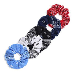 LOOKSEVEN scrunchies con estampado pañuelo rojo, añade un toque vibrante.