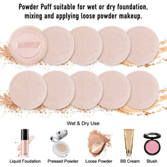 LOOKSEVEN puff in hand with ribbon handle for precise makeup control.