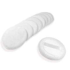 LOOKSEVEN powder puff closeup shows soft cotton texture for smooth foundation application.