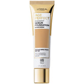 L'Oreal Paris Age Perfect Radiant Serum Foundation Ivory Beige bottle showcasing lightweight coverage and SPF 50