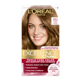 L'Oreal Paris Excellence Crème 6G light golden brown box showing rich color and long-lasting finish.