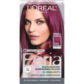 L'Oreal Paris Feria bottle during application reveals vibrant 622 Fuchsia-cha for bold color.