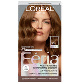 L'Oreal Paris Feria Chocolate Glaze bottle pour shows rich shimmering color for dark hair.