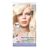 L'Oreal Paris Feria Extreme Platinum kit front, showcasing a bold shimmering result.