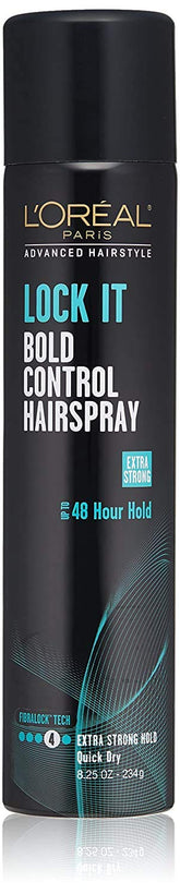 L'Oreal Paris Bold Control hairspray bottle showing long-lasting hold.