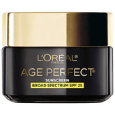 L'Oreal Paris Age Perfect bottle front with SPF 25 protection.