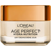 Crema de día Age Perfect Hidra-Nutrición de L'Oréal Paris para hidratación duradera en piel seca.