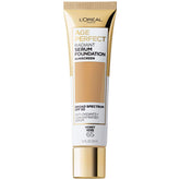 L'Oréal Paris Age Perfect Radiant Serum Foundation en botella, acabado radiante.