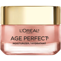 L’Oréal Paris Age Perfect Rosy Tone aplicación rostro con masaje suave para hidratación.