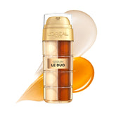 L'Oreal Paris Age Perfect Serum Le Duo bottle closeup showing dual-phase formula for firmer, radiant skin