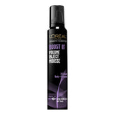 L'Oreal Paris Boost It Volume Inject Mousse bottle showing lightweight formula for lasting volume