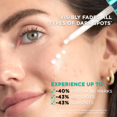 Application shot of L'Oreal Paris Bright Reveal serum for even skin tone.
